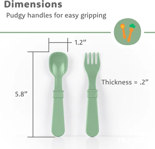 Miniatura 8 de Re-Play Juego de tenedores y cucharas para niños pequeños, juego de utensilios de 6 x 6 pulgadas para niños, apto para lavavajillas y microondas