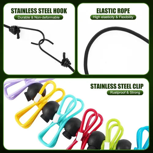 Miniatura 2 de Paquete de 2 tendederos portátiles para acampar, 12 pinzas para la ropa, accesorios de camping, tendedero de viaje para interiores y exteriores