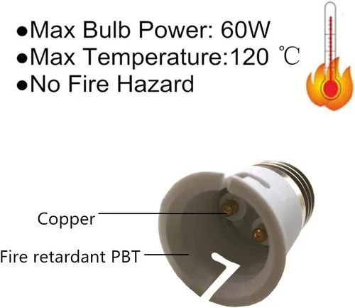 Miniatura 2 de 10 unids soporte de bombilla E27 a B22 adaptador convertidor utilizado para menos de 60W lámpara LED