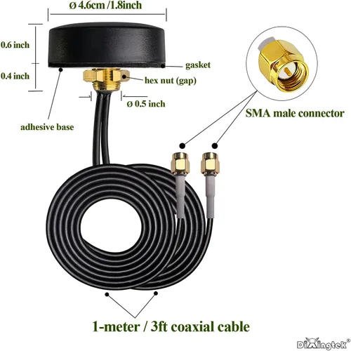 Miniatura 2 de Antena mimo SMA para exteriores de 3.2 pulgadas de diámetro de 6.5 pies 4G LTE, compatible con estación de carga de enrutador, telemetría, máquinas