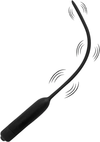 Miniatura 8 de Tapón uretral de silicona vibratorio con sonidos uretrales para el pene, dilatador masculino para masturbación uretral, negro (5.9 in)