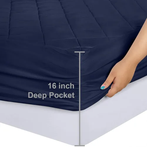 Miniatura 3 de Utopia Bedding - Funda acolchada ajustada para colchón, tamaño matrimonial, protector y cubierta de colchón elástico con bolsillo profundo que se