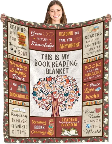 Manta de regalo para amantes de los libros, regalos para mujeres amantes de los libros, manta de lectura para amantes de los libros, regalos de
