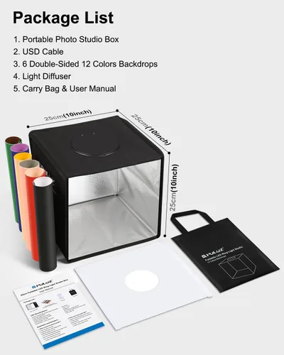 Miniatura 8 de PULUZ - Caja de estudio fotográfico, mini caja de luz plegable, anillo de luz LED, portátil, estudio fotográfico, fotografía, tienda de campaña, kit