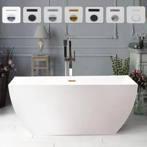 Vanity Art Bañera independiente acrílica de 67 x 32 pulgadas | Bañeras de mejoras para el hogar con diseño contemporáneo para remojo y baño,
