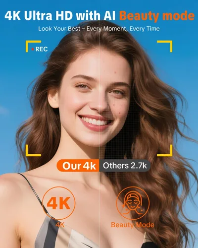Miniatura 3 de W&O - Cámara digital para adolescentes, cámara digital para niños con tarjeta SD de 32 G, cámara de pantalla abatible de 180° para fotografía, Crema