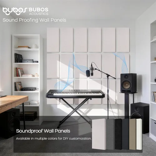 Miniatura 7 de BUBOS 4 paneles acústicos, paneles de pared insonorizados de tela de 23.6 x 11.8 pulgadas, paneles autoadhesivos de absorción de sonido para Lino