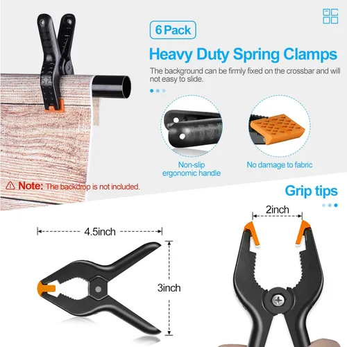Miniatura 5 de EMART Soporte de fondo resistente, 7 x 10 pies, kit de sistema de soporte de fondo ajustable con bolsa de transporte para fotografía