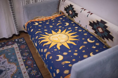 Miniatura 5 de Erke Funda de cojín con estrellas de sol y luna de 35 x 60 pulgadas para sofá, sofá biplaza, silla, decoración de muebles, decoración de habitación