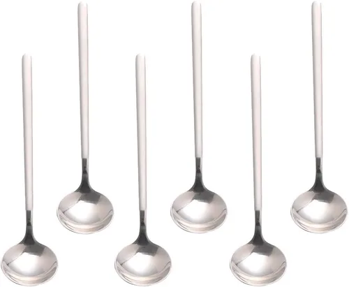 Miniatura 9 de 6 cucharas de café negras, cucharas de café espresso de acero inoxidable 18/8, mini cuchara de té Vogue de 5.2 pulgadas, cuchara pequeña agitadora