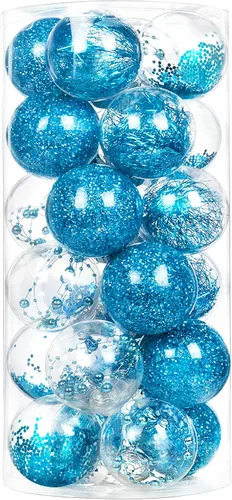Miniatura 13 de 24 unidades - Adornos de bolas de Navidad colgantes de plástico transparente inastillable con bolas delicadas decorativas (2.36"/60mm, negro)