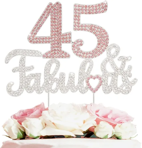 Miniatura 15 de 25 y fabulosa decoración de pastel de diamantes de imitación dorados y rosados – Feliz cumpleaños 25 años saluda a 25 años de edad, decoración