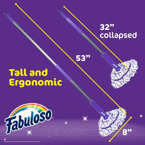 Miniatura 3 de Fabuloso Trapeador giratorio, trapeador de suelo autoescurrible con limpiador antiarañazos y cabezal lavable extraíble para sistema de limpieza
