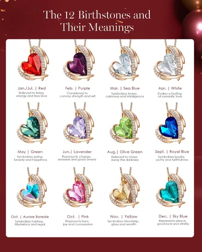 Miniatura 6 de CDE Love Heart Pendant Necklaces for Women Silver Tone Rose Gold Tone Crystals Birthstone Christmas Jewelry Gifts for Women BirthdayAnniversary