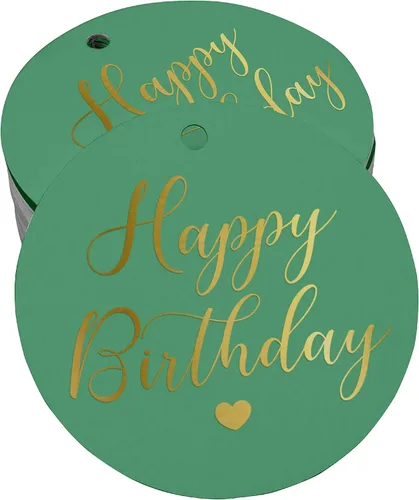 Miniatura 23 de Etiqueta de papel para colgar con texto en inglés «Happy Birthday» (50 unidades)