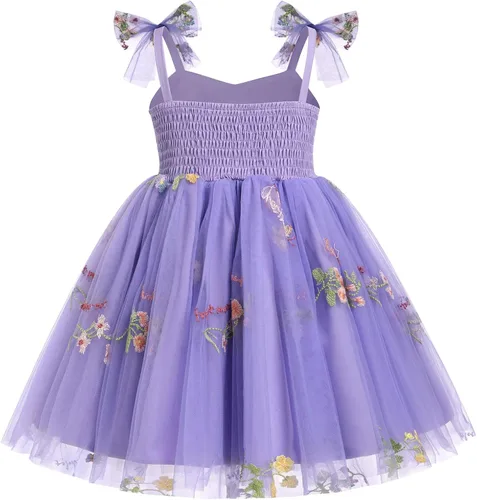 Miniatura 33 de IMEKIS Vestido de princesa de cumpleaños para niña pequeña, confeti brillante, bohemio, arco iris, pastel, sesión de fotos, traje para 1-6T
