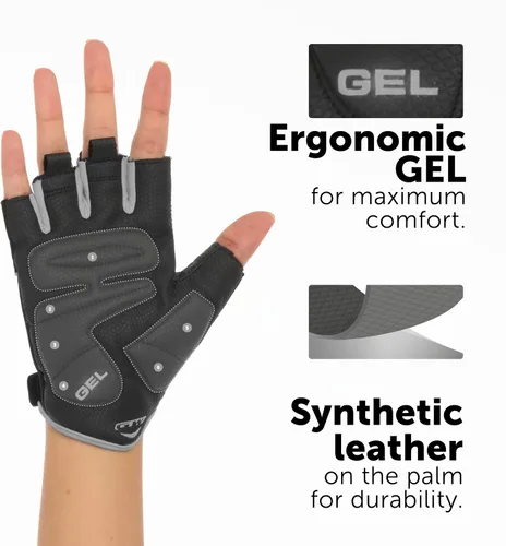 Miniatura 2 de GW Bicycles - Guantes de ciclismo Guantes de bicicleta de medio dedo para hombres y mujeres con cuero sintético en la palma