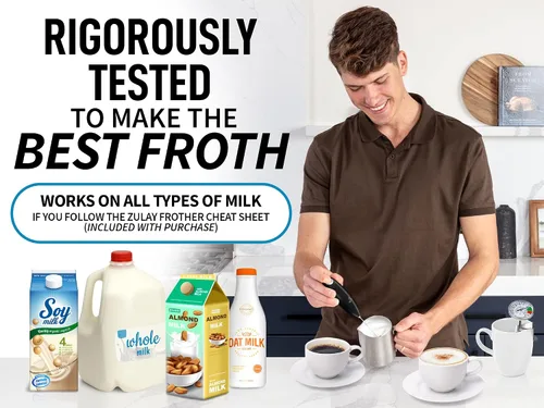 Miniatura 26 de Zulay Milk Boss Espumador de leche potente manual, hace espuma para latte, batidor para mezclar bebidas, café, miniespumador para capuchino, frappé