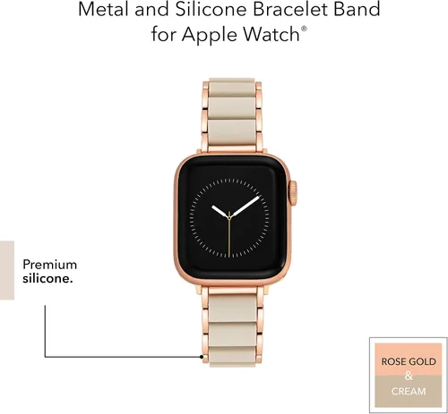 Miniatura 4 de Anne Klein Silicone Adjustable Bracelet for Apple Watch Crema/Oro Rosa