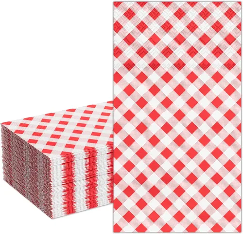Miniatura 12 de DYLIVeS Servilletas a cuadros verdes, paquete de 80 toallas de invitados a cuadros verdes y blancos, servilletas de fiesta, toallas de mano de papel