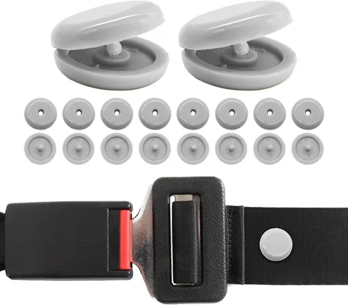 Miniatura 7 de Augeny 10 juegos de topes de botón para cinturón de seguridad, clips de plástico para cinturón de seguridad, sistema universal a presión, kit