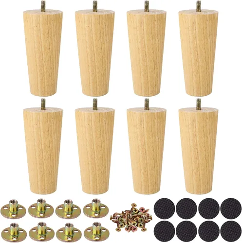 Miniatura 10 de uxcell Patas de madera para muebles, patas de sofá de 2 pulgadas, patas redondas de madera maciza, patas de sofá de color madera, patas de repuesto