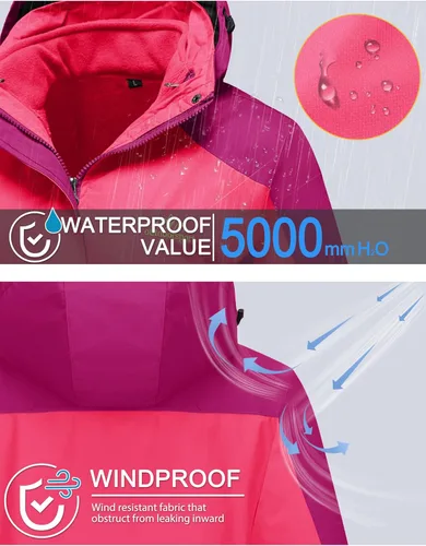 Miniatura 4 de MAGCOMSEN Women's 3-in-1 Winter Coats Snow Ski Jacket Water Resistant Windproof Fleece Lined Winter Jacket Parka