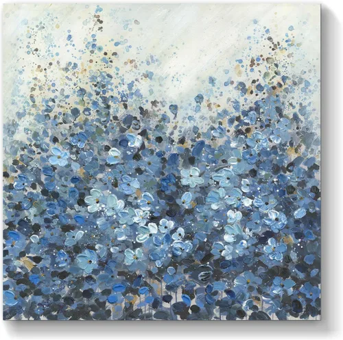 Miniatura 13 de TAR TAR STUDIO Lienzo abstracto de flores azules para pared, 12 x 12 pulgadas, impresión sin marco, decoración botánica para dormitorio, sala