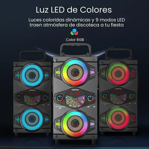 Miniatura 3 de Altavoces Bluetooth, altavoz Bluetooth inalámbrico portátil de 60 W, para fiestas en casa, para exteriores, con subwoofer, radio FM, luces LED