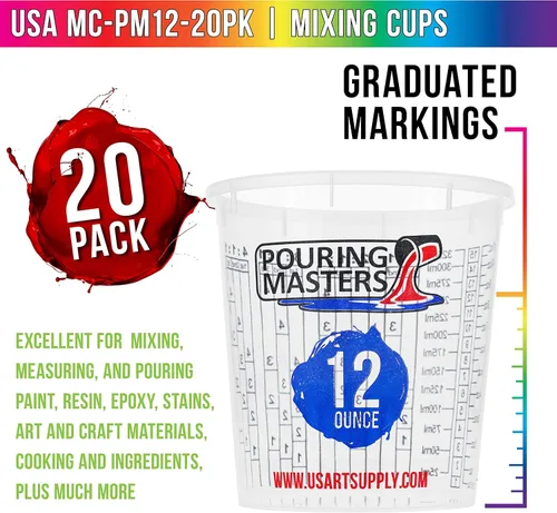 Miniatura 2 de Pouring Masters Vasos mezcladores de plástico graduados de 12 onzas (11.8 fl oz) (caja de 20) – Vasos de mezcla de pintura para resina epoxi, arte