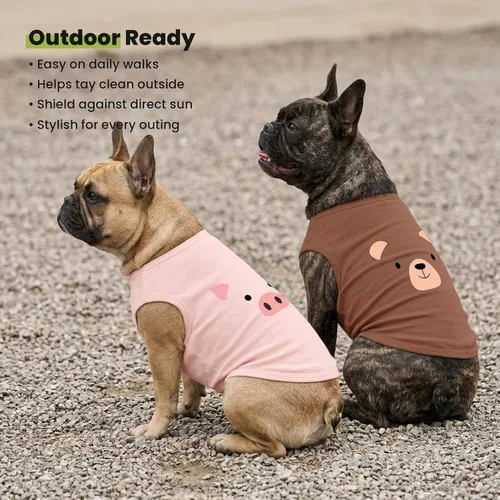 Miniatura 8 de Fitwarm Paquete de 3 camisas para perro con diseño de oso y león, ropa divertida para perros pequeños, niños y niñas, traje de verano para mascotas