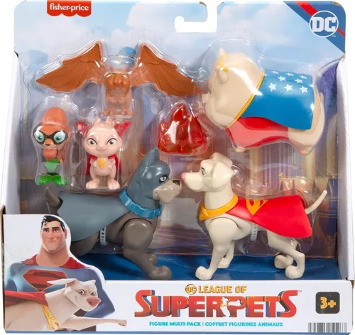 Miniatura 7 de Fisher-Price DC League of Super-Pets - Figura de juguetes preescolares, Krypto Ace PB Chip Pigasus y Lulu para juegos de simulación para niños a