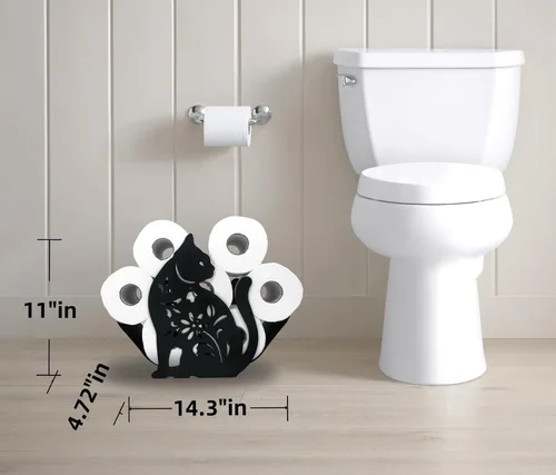 Miniatura 5 de Soportes de papel de metal para gatos, divertidos soportes de almacenamiento de papel de animales negros para interiores y cocina, almacenamiento