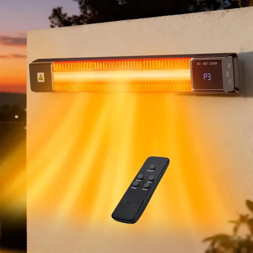 Uthfy - Calentadores de patio montados en la pared para uso al aire libre, calentadores de 1500 W para patio con control remoto, temporizador de