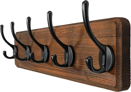 WEBI Perchero de Abrigo Montado en Pared, Ganchos de Abrigo Montados en Pared, 16" de Agujero a Agujero, Colgador de Abrigo de Pared, Riel de Madera
