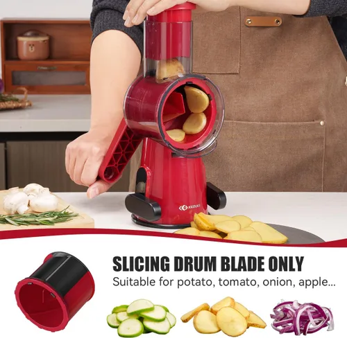 Miniatura 4 de KEOUKE Picadora y rebanadora de verduras de manivela de mano, cortador manual 2 en 1 con herramientas de limpieza, base de succión antideslizante