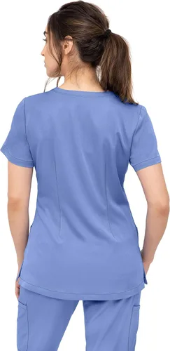 Miniatura 3 de SOULFUL SCRUBS Chloe 3002 para mujer, 2 bolsillos, cuello en V, ajuste regular, elegante camiseta médica para mujer