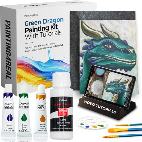 Miniatura 19 de Kits de clase de pintura para adultos con tutoriales en video, aprende a pintar radiant retriever, cómo pintar con juegos de pintura acrílica