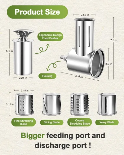 Miniatura 2 de Jooke Último accesorio grande de acero inoxidable para batidoras KitchenAid, rallador de queso vegetal apto para lavavajillas para accesorios
