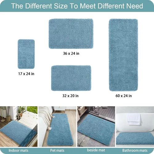 Miniatura 7 de AROGAN Tapete Largo de Baño de Lujo, 24 x 17 Pulgadas, Grueso, Suave y Absorbente, Antideslizante, Respaldo de Goma, Alfombras de Secado Rápido