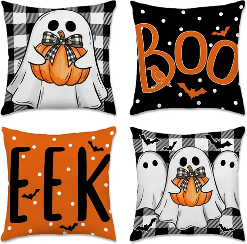 Miniatura 9 de pinata Juego de 4 fundas de almohada de otoño de 18 x 18 pulgadas, almohadas decorativas de otoño para sofá, hogar y exterior, decoración de otoño