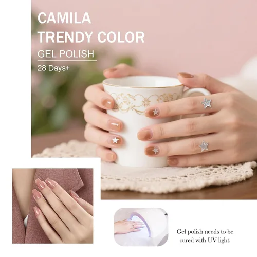 Miniatura 6 de CAMILA ¿ Juego de 6 esmaltes de uñas de gel sin Tpo de 0.5 fl oz sin Hema de colores neutros color nude claro para remojar el esmalte de gel LED