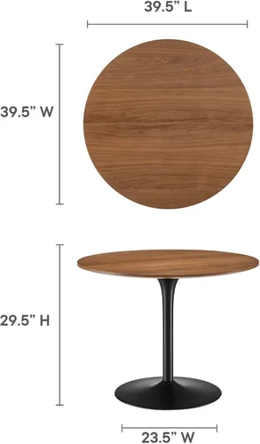 Miniatura 3 de Modway EEI-6313-WAL-BLK Pursuit - Mesa de comedor de 40 pulgadas, color negro nogal