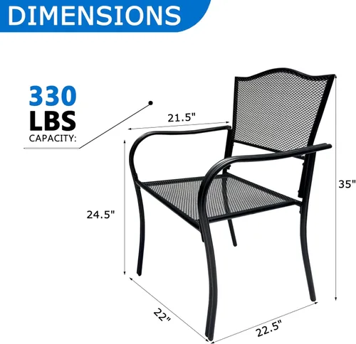 Miniatura 7 de 2-Pack Metal Patio Chairs, All-Weather Outdoor Dining Chairs with Breathable Mesh for Garden, Pool, Backyard & Lawn