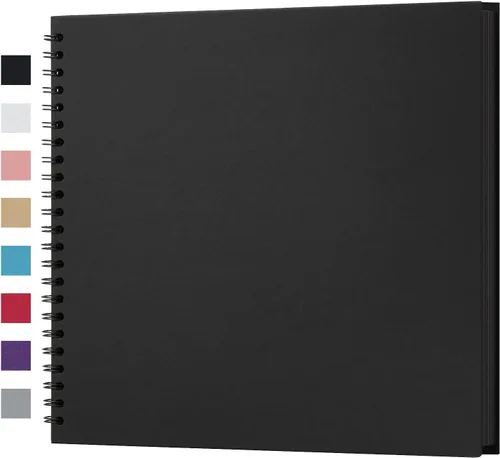 Miniatura 27 de potricher Álbum de scrapbook DIY de 10 x 10 pulgadas, 80 páginas de papel kraft grueso negro en blanco, libro de recuerdos para bodas y aniversarios