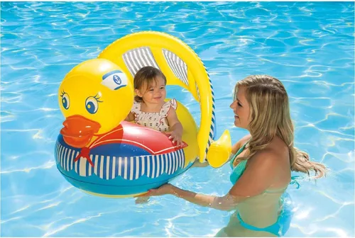 Miniatura 2 de Poolmaster 81547 Flotador de piscina para aprender a nadar con protección solar, pato de 36 pulgadas de largo x 32 pulgadas de ancho, desinflado