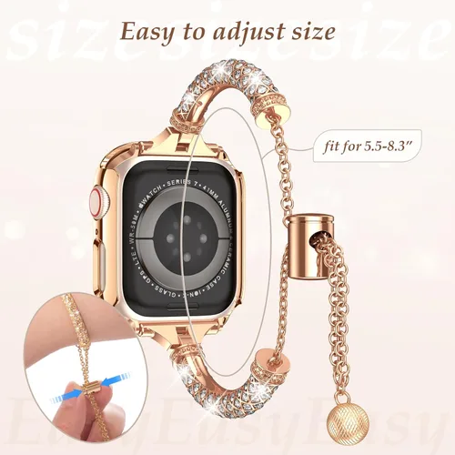 Miniatura 3 de LETOID - Correa brillante y funda compatibles con Apple Watch de 1.57 pulgadas, 1.61 pulgadas, 1.65 pulgadas, 1.73 pulgadas, 1.77 pulgadas, 1.81