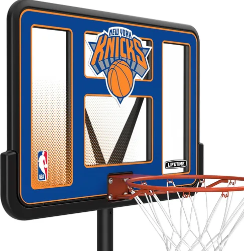 Miniatura 2 de Lifetime NBA New York Knicks - Aro de baloncesto portátil, altura ajustable de 7.5 a 10 pies, tablero de fusión inastillable de 44 pulgadas, base