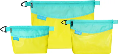 Miniatura 16 de Pack all bolsa con cremallera de material resistente al agua, bolsa de malla con cremallera para almacenamiento, viajes, oficina (pequeña, rosa)