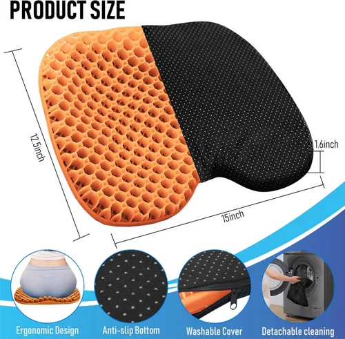 Miniatura 2 de Cojín de asiento de kayak, asiento de kayak de gel grueso antideslizante impermeable, almohadilla de goma portátil para remo de canoa para estadio